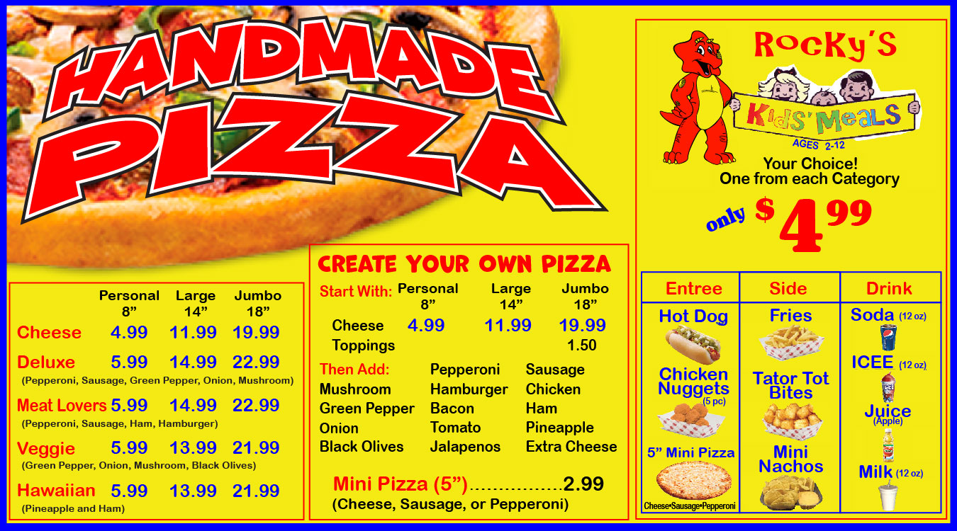 Rocky's Pizzeria Menu