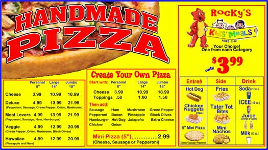 Rocky's Pizzeria Menu Rocky's Pizzeria Menu